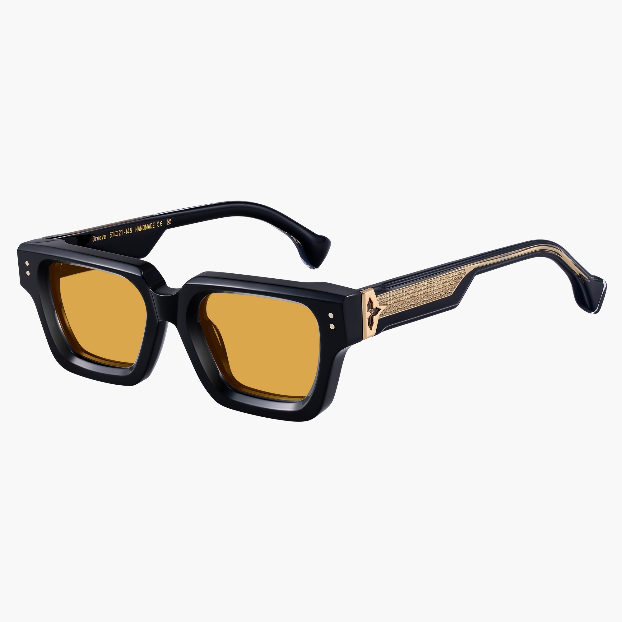 Donahugh Square Sunglasses Black Frame Acetate Groove